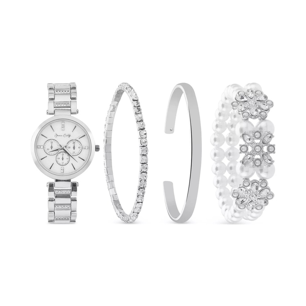 Jessica Carlyle Women's Gold-Tone Analog Watch 34mm & Bracelets Gift Set